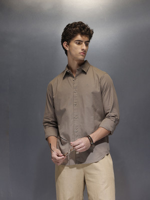 WROGN Men Solid Casual Grey Shirt