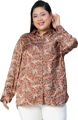 EVASIOZO Women Printed Party Brown Shirt