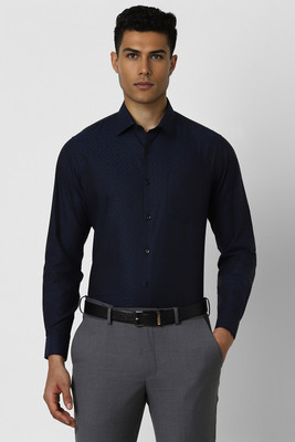 VAN HEUSEN Men Self Design Formal Blue Shirt