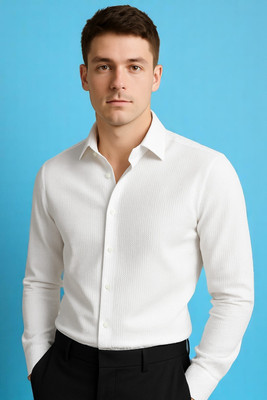 Laxmitextile Hubb Men Solid Casual White Shirt(Pack of 2)