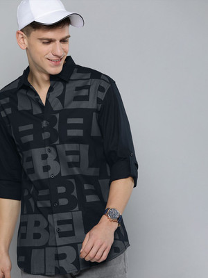HERE&NOW Men Printed Casual Blue Shirt