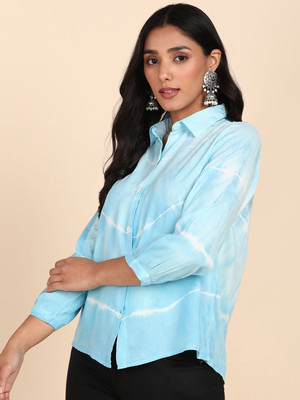CORSICA Women Dyed/Ombre Casual Blue Shirt