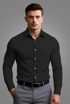 CHEAPSHIRTS Men Solid Formal Black Shirt