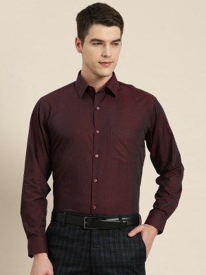 Hancock Men Solid Formal Maroon Shirt