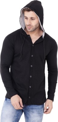 HouseOfCommon Men Self Design Casual Black Shirt