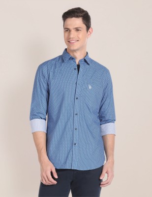 U.S. POLO ASSN. Men Printed Casual Blue Shirt