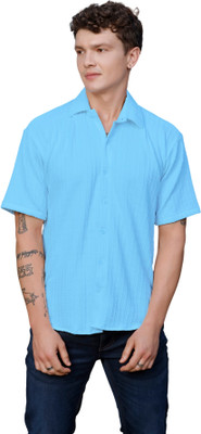 Raizax Men Solid Casual Light Blue Shirt