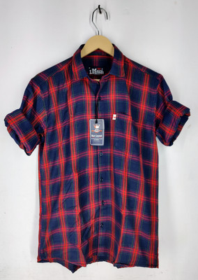 Arthz Fashion Trend Men Checkered Casual Dark Blue, Orange Shirt