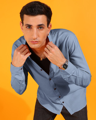 INDICLUB Men Solid Casual Grey Shirt