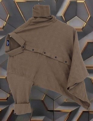 zyromen Men Self Design Casual Brown Shirt