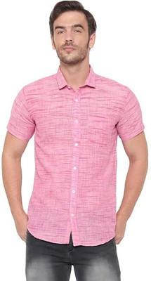 isdfabric Men Self Design Casual Pink Shirt