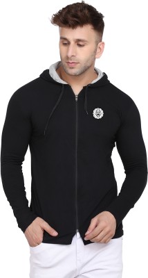 Lawful Casual Solid Men Hooded Neck Black T-Shirt