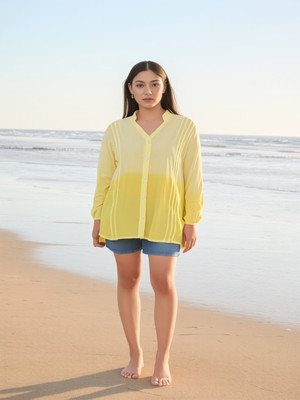 PERFECT PRODUCTIONS Women Dyed/Ombre Casual Yellow Shirt