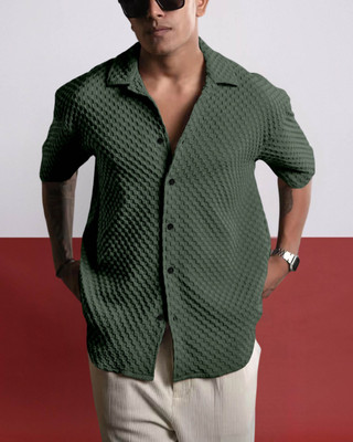 METRONAUT Men Self Design Casual Green Shirt