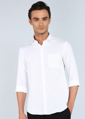 INTEGRITI Men Polka Print Casual White Shirt