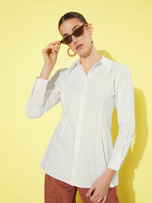 Roadster Women Solid Casual White Shirt