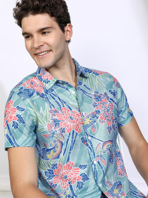HIGHLANDER Men Printed Casual Blue Shirt