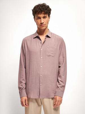THE BEAR HOUSE Men Solid Casual Pink Shirt