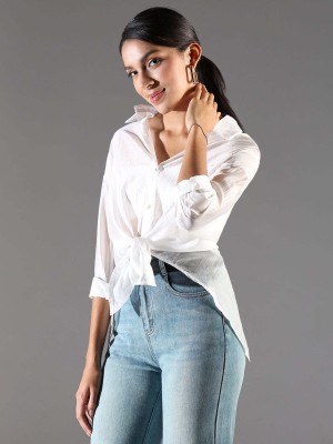 Showoff Women Solid Casual White Shirt