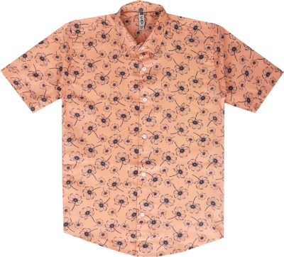 Cay Boys Floral Print Casual Orange Shirt