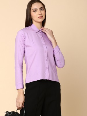 V-MART Women Solid Casual Purple Shirt