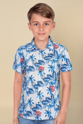 Allen Solly Boys Printed Casual White, Blue Shirt