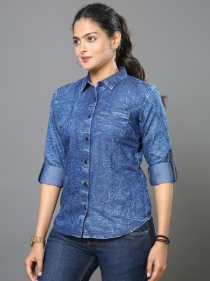 METRONAUT Women Solid Casual Dark Blue Shirt