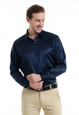 Sam Unique Man Men Solid Formal Blue Shirt