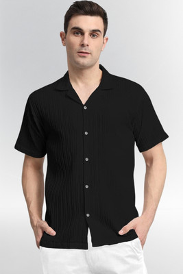 A Dearise Trend Men Self Design Casual Black Shirt
