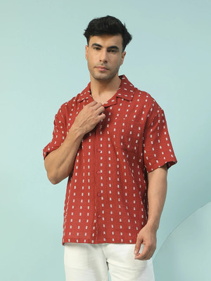 OXOLLOXO Men Floral Print Casual Brown Shirt