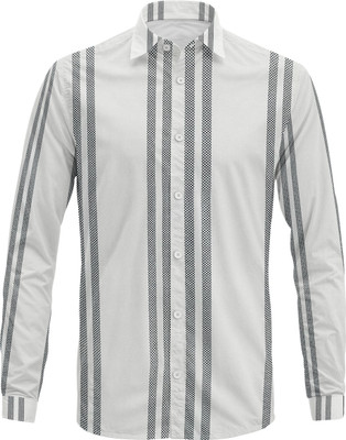 KELVINWOOD Men Striped Casual White Shirt