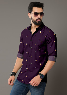 SHREE VASTRAHOUSE Men Printed Casual Purple Shirt