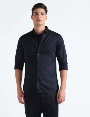 FLYING MACHINE Men Solid Casual Blue Shirt