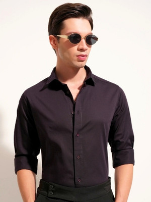 URBANICE Men Solid Formal Purple Shirt