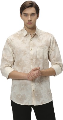 MUFTI Men Printed Casual Beige, Brown Shirt