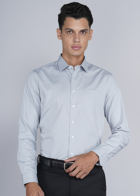 LOUIS PHILIPPE Men Striped Formal Grey Shirt