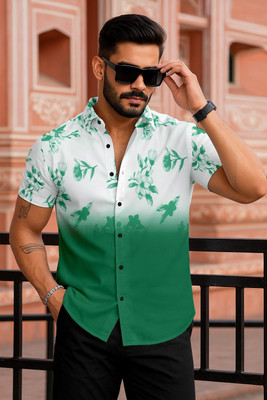 PRAMUKH ENTERPRIASE Men Printed, Dyed/Ombre Casual Green Shirt