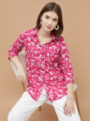 Colour Me by Melange Women Printed Casual Pink Shirt