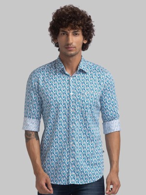 PARX Men Floral Print Casual Blue Shirt