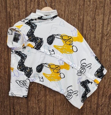 Marmic Fab Men Printed Casual White, Yellow, Black Shirt