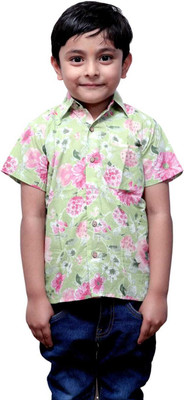 Asmi Boys Printed Casual Light Green Shirt