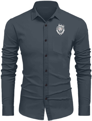 Sanskruti Men Embroidered Casual Silver Shirt