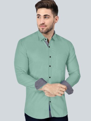 BroMiyO Men Solid Casual Light Green Shirt