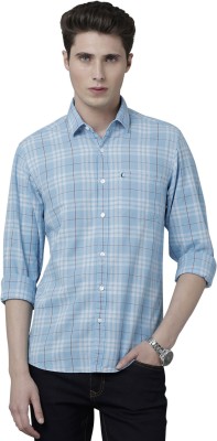 CAVALLO BY LINEN CLUB Men Checkered Casual Blue Shirt