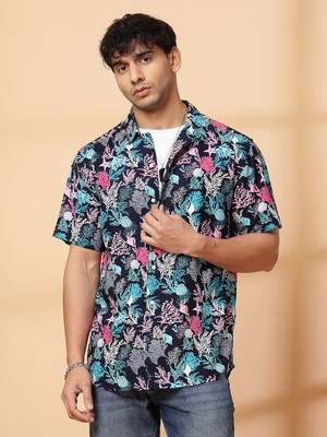 RIGO Men Printed Casual Blue Shirt