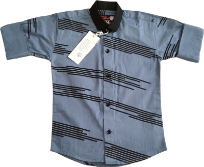 MANANG TRENDS Boys Printed Casual Light Blue Shirt