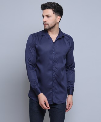 Platinum Fashion Men Solid Casual Dark Blue Shirt