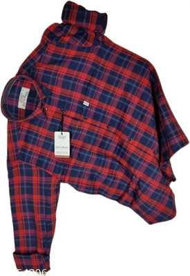 Arthz Fashion Trend Men Checkered Casual Dark Blue, Red Shirt