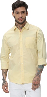 MUFTI Men Solid Casual Yellow Shirt