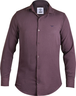 UnM Men Solid Casual Purple Shirt